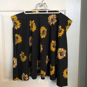 Sunflower Print Skater Skirt Plus Size